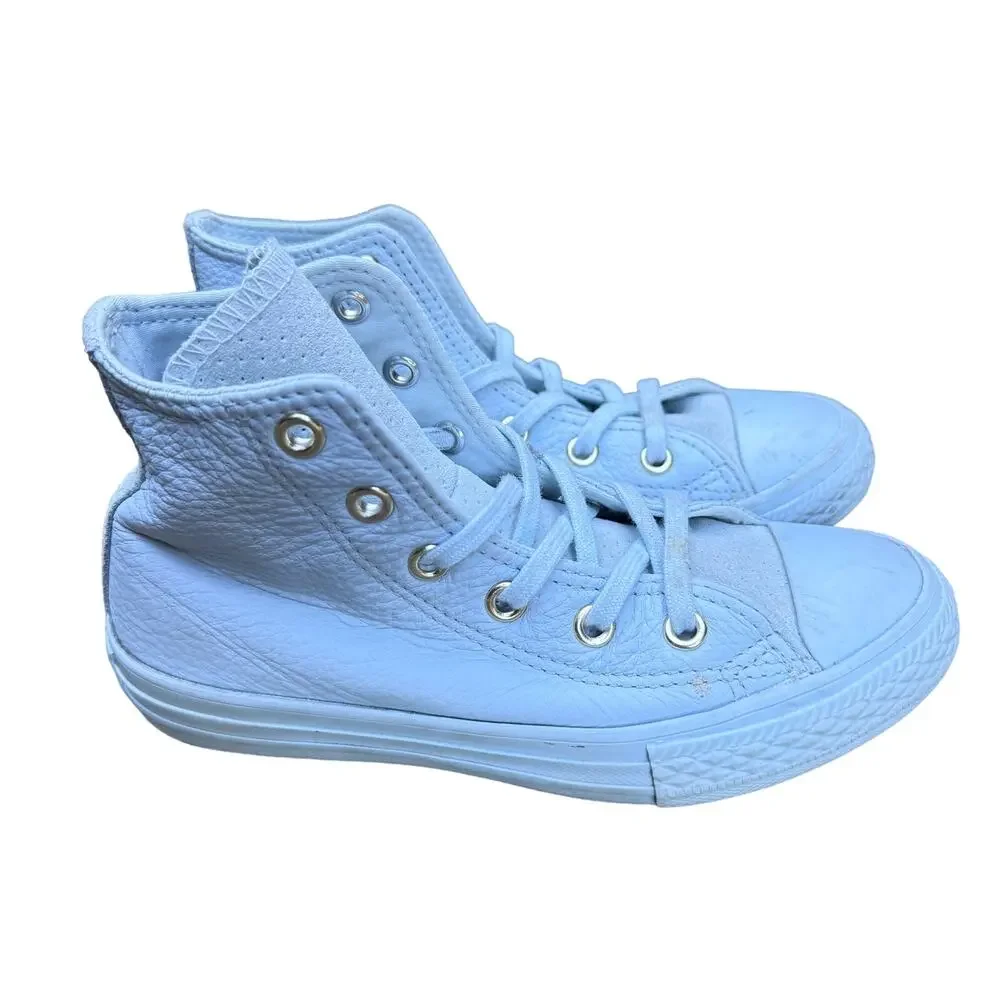 Converse Chuck Taylor All Star Hi Cut Leather Shoes Lace Up White Junior Size 13